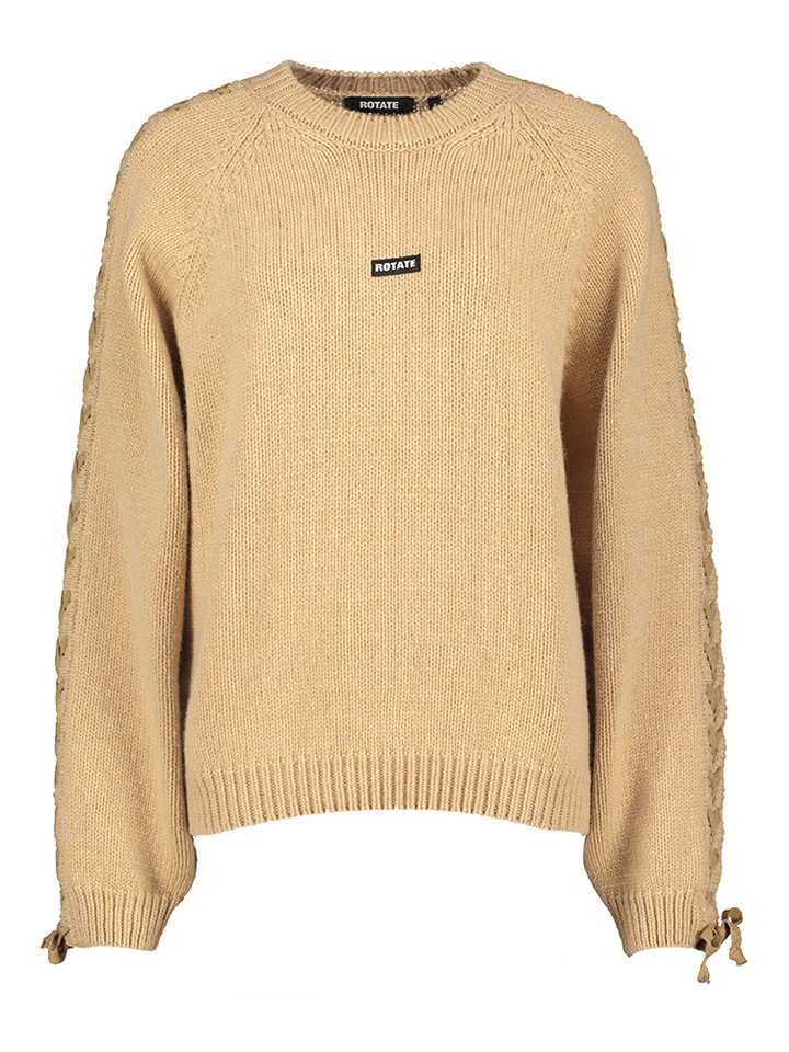 Beige trui met gevlochten mouw Rotate