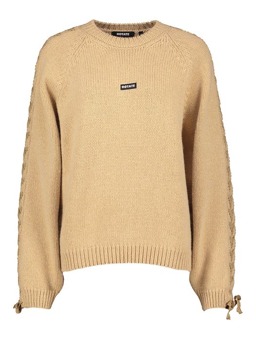 Beige trui met gevlochten mouw Rotate