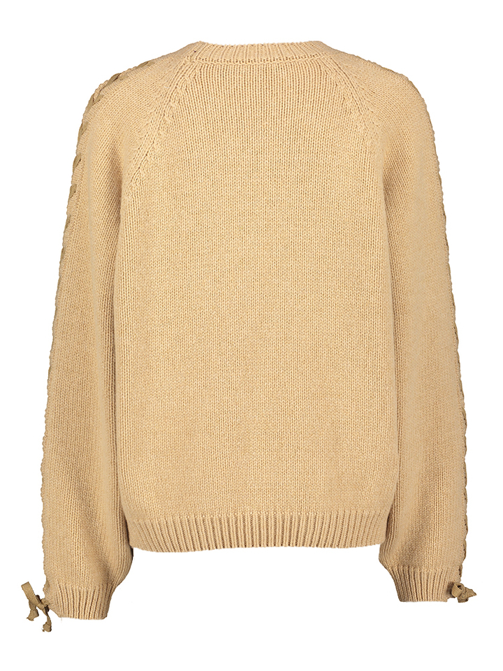 Beige trui met gevlochten mouw Rotate