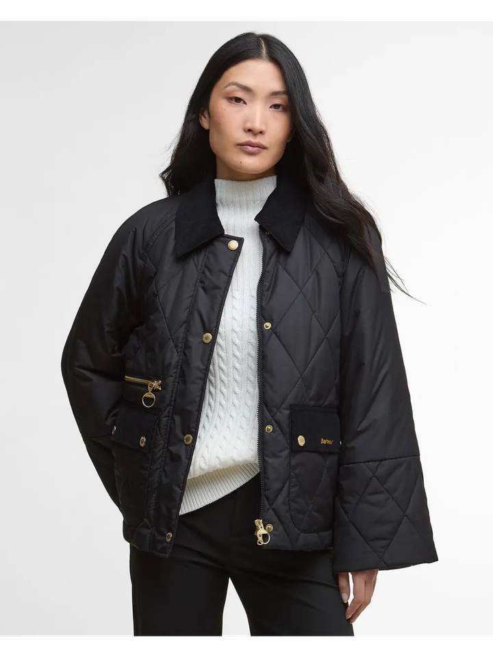 Zwarte padded jas met gouden details Martha Barbour