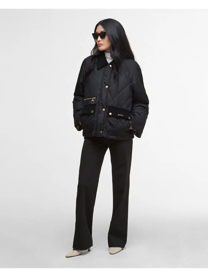 Zwarte padded jas met gouden details Martha Barbour