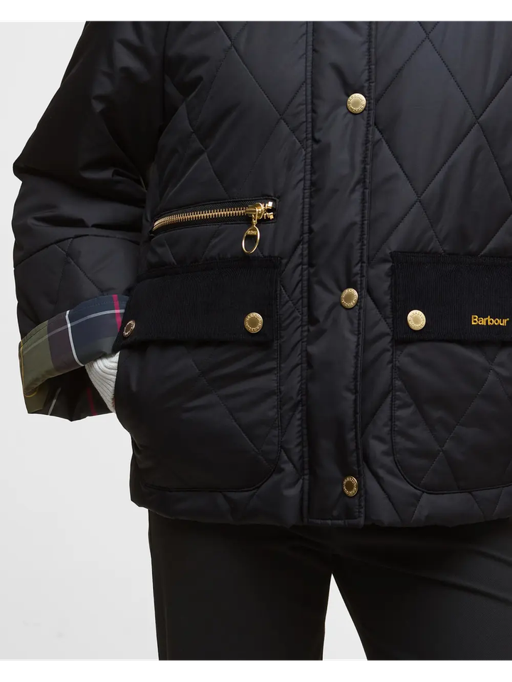 Zwarte padded jas met gouden details Martha Barbour