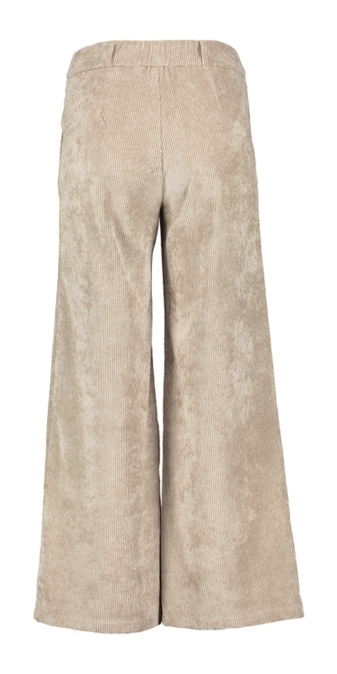 Beige wijde broek met bandplooi in ribfluweel Paria Noali
