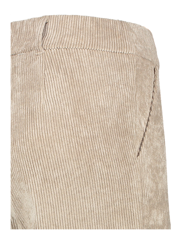 Beige wijde broek met bandplooi in ribfluweel Paria Noali