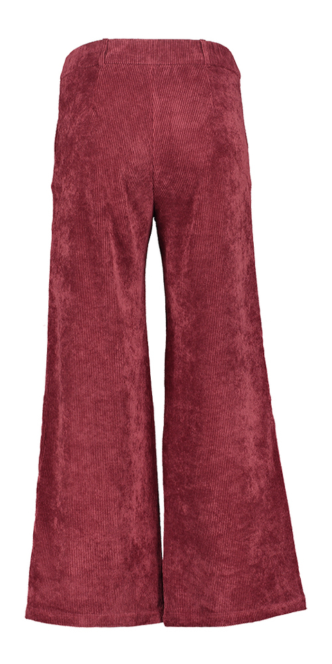 Rode wijde broek met bandplooi in ribfluweel Paria Noali