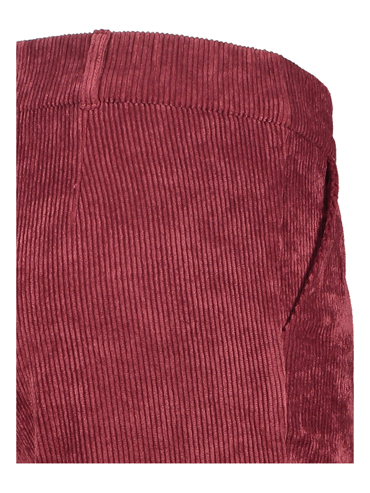 Rode wijde broek met bandplooi in ribfluweel Paria Noali