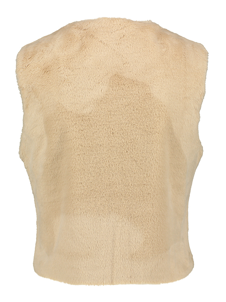 Vanille kleurige faux fur bodywarmer Bovul Noali 