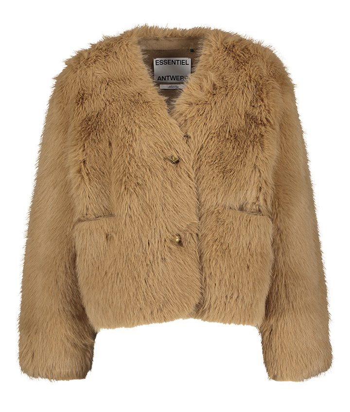 Bruine jas van imitatiebont Ijacket Essentiel