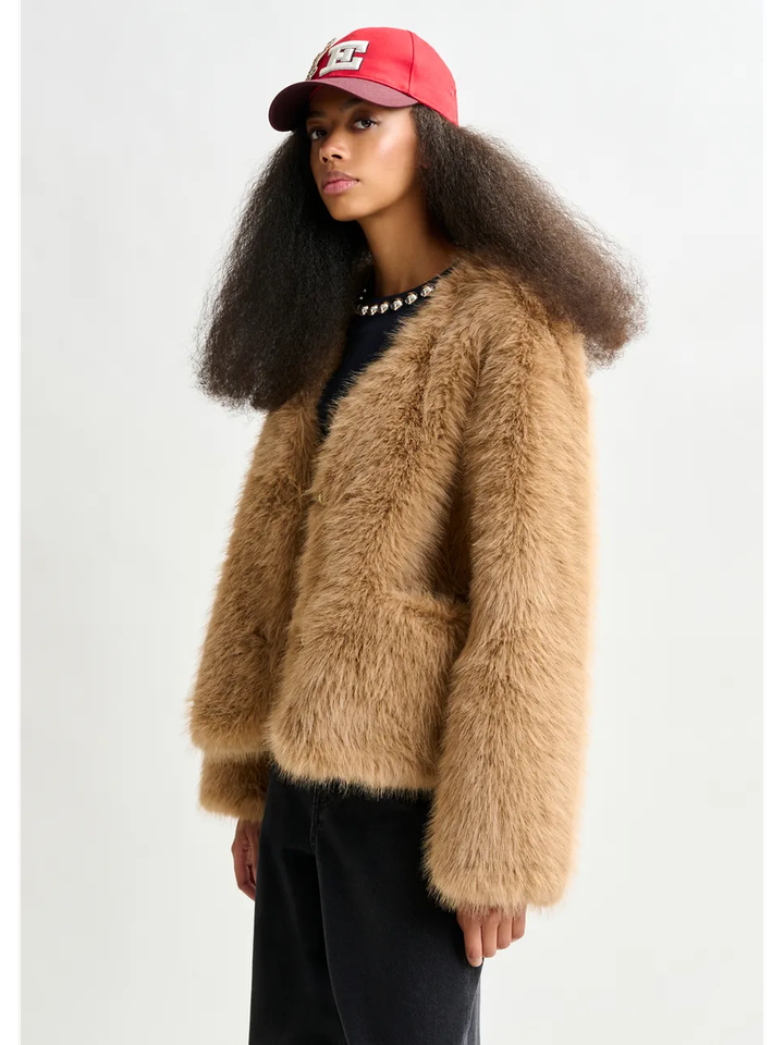 Bruine jas van imitatiebont Ijacket Essentiel