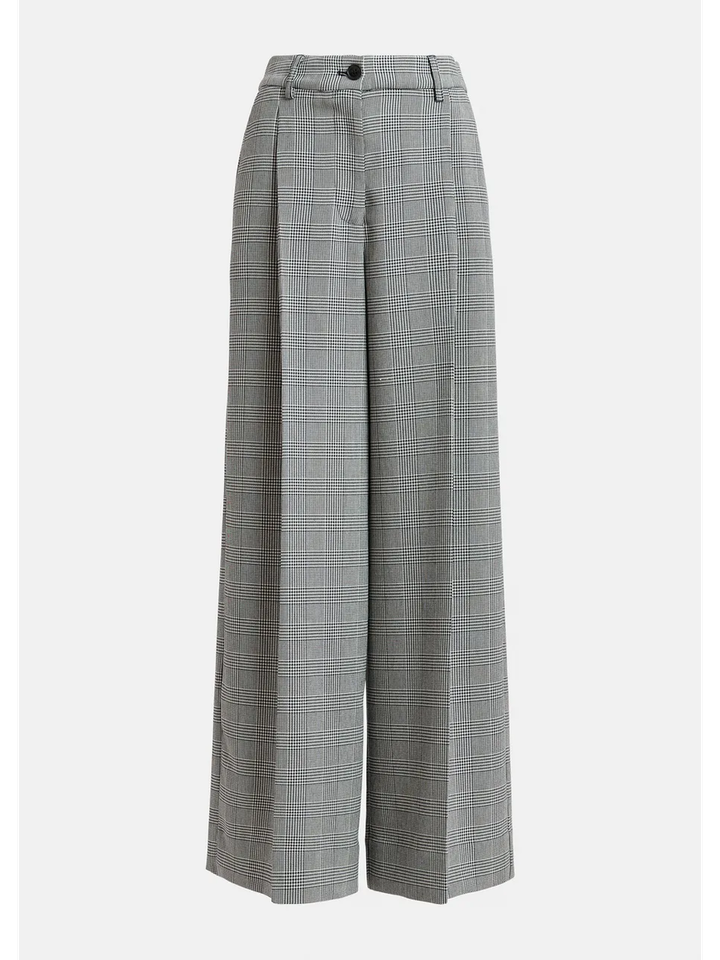 Grijze en zwarte geruite broek met wijde pijpen Invest Essentiel 