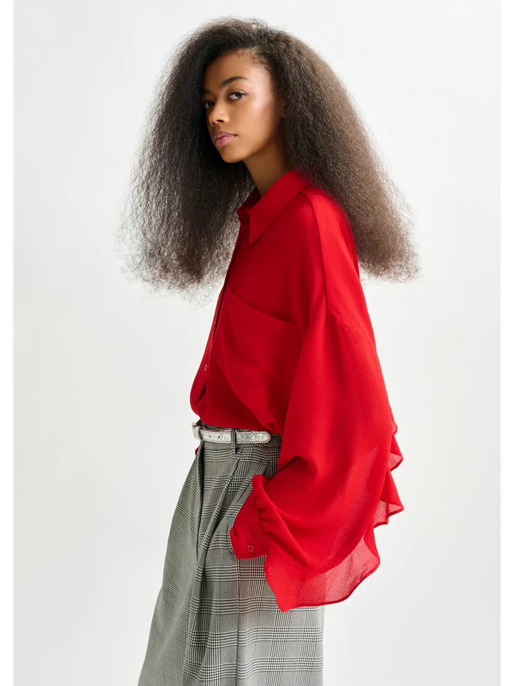Rode blouse met ruches Ifire Essentiel