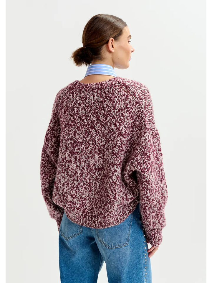 Bordeaux en gebroken wit melange trui Izura Essentiel 