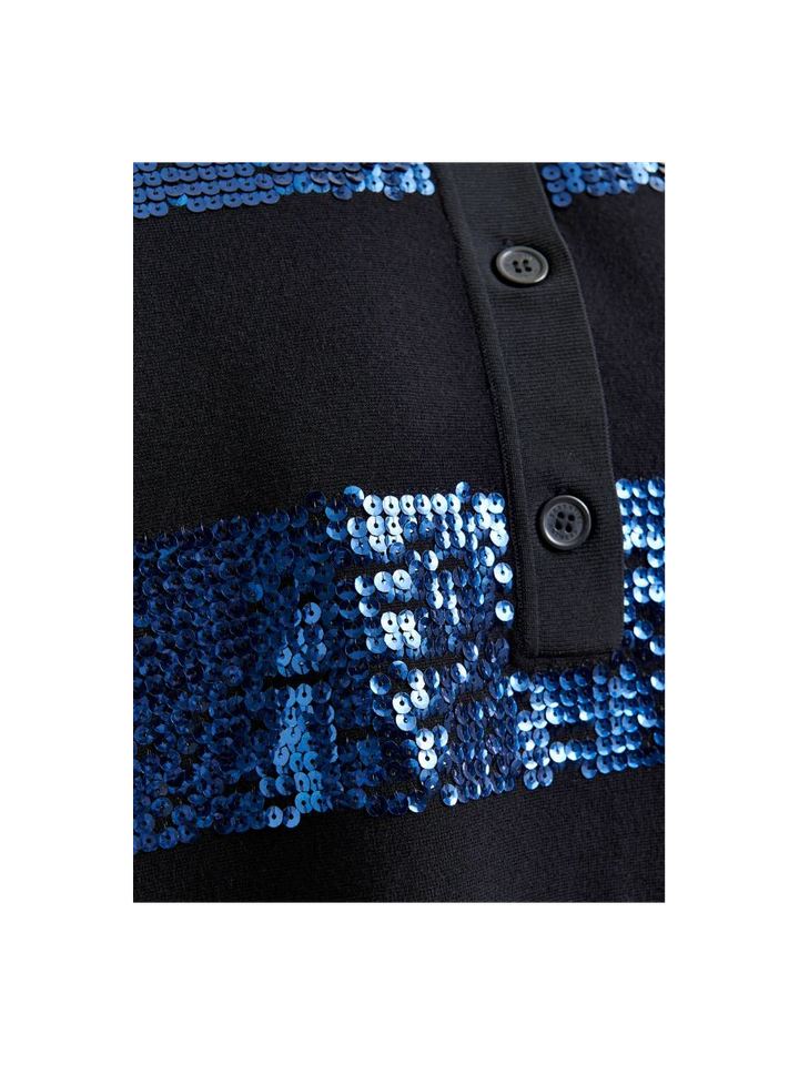 Marineblauwe en blauwe gestreepte polo met pailletten Illuminati Essentiel
