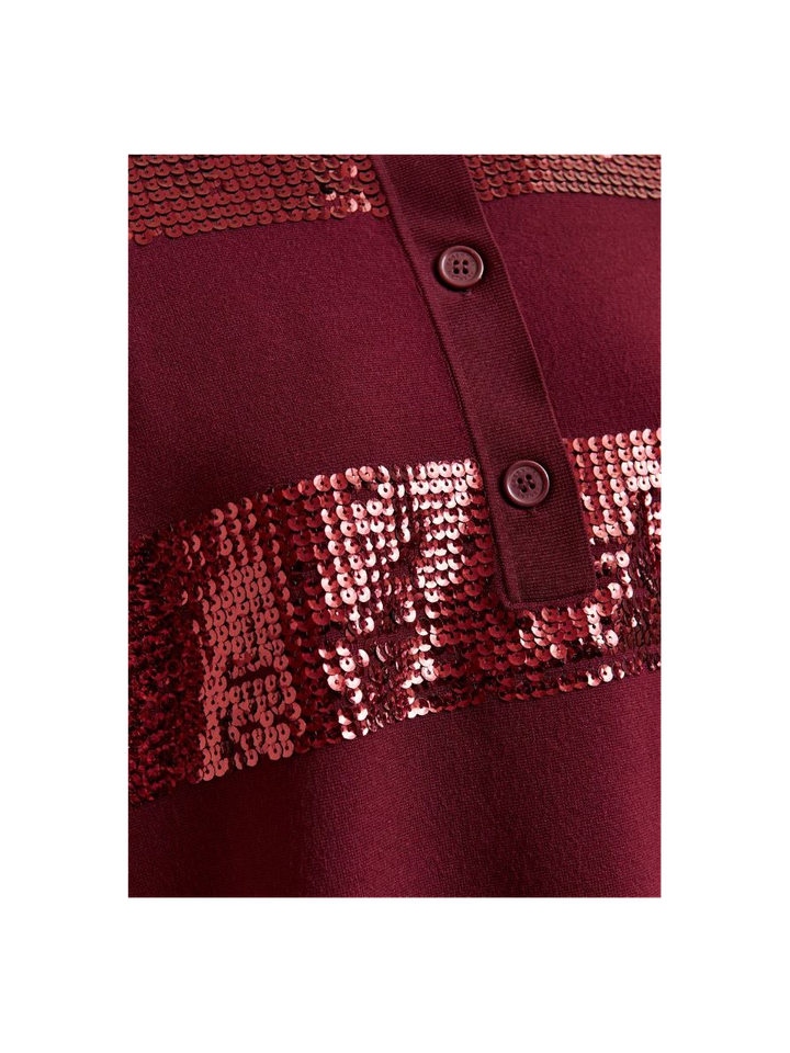 Bordeaux gestreepte polo met pailletten Illuminati Essentiel