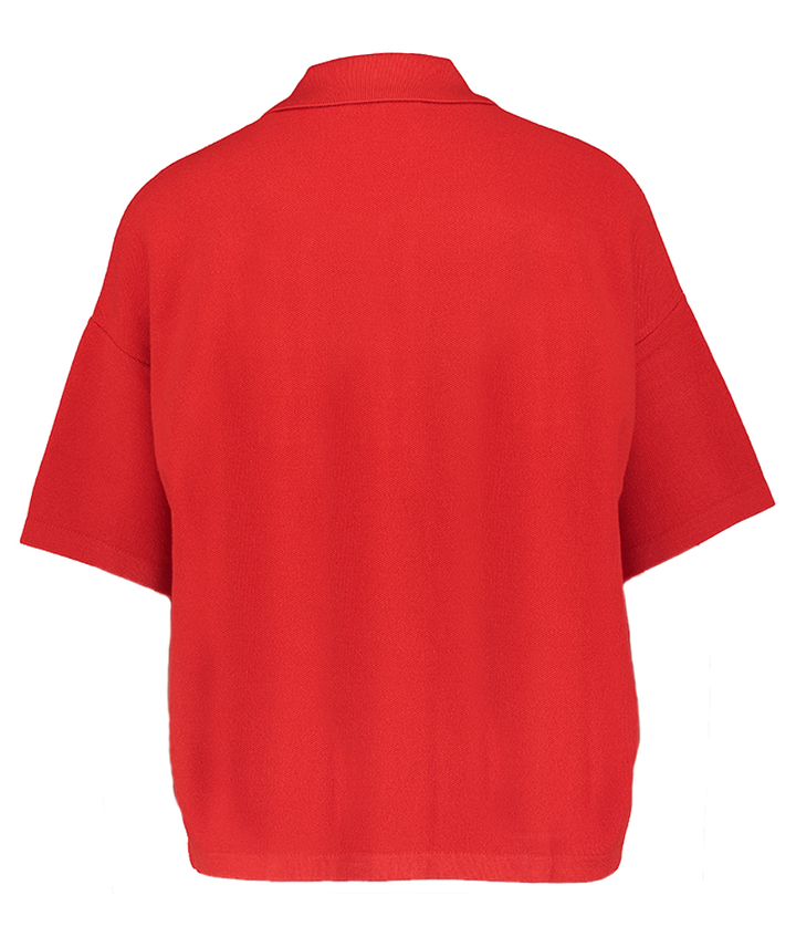 Rode polo met sierkraag International Essentiel