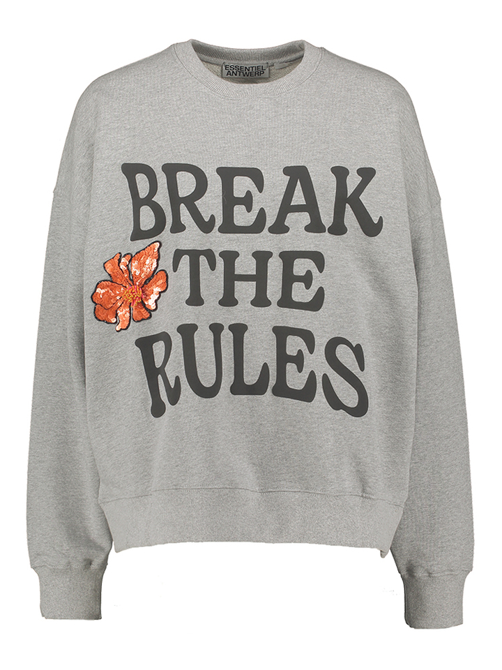 Grijze en zwarte sweater met oranje pailletten Ixpperience Essentiel