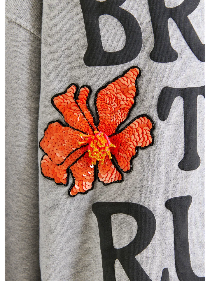 Grijze en zwarte sweater met oranje pailletten Ixpperience Essentiel