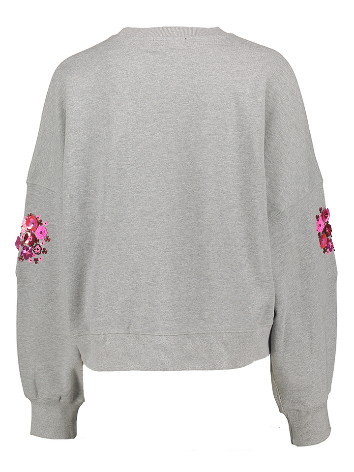 Grijze sweater met veelkleurig borduurwerk Itro Essentiel 