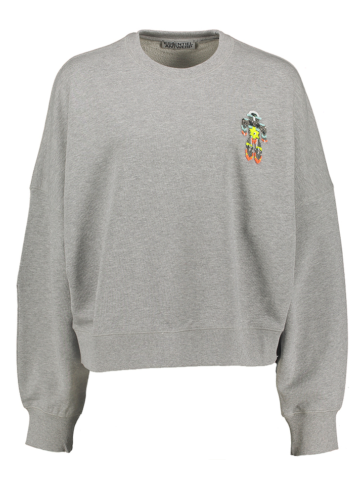 Grijze katoenen sweater met veelkleurige pailletten Ibernatus Essentiel 