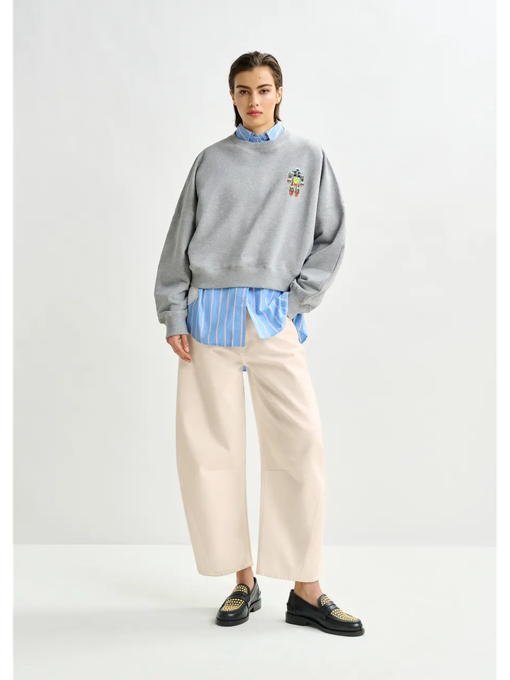 Grijze katoenen sweater met veelkleurige pailletten Ibernatus Essentiel 