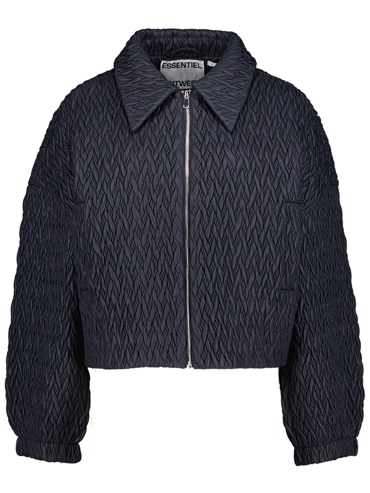 Donkerblauwe bomberjack in faux leer Imille Essentiel