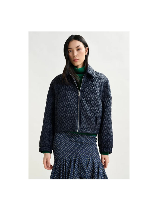 Donkerblauwe bomberjack in faux leer Imille Essentiel