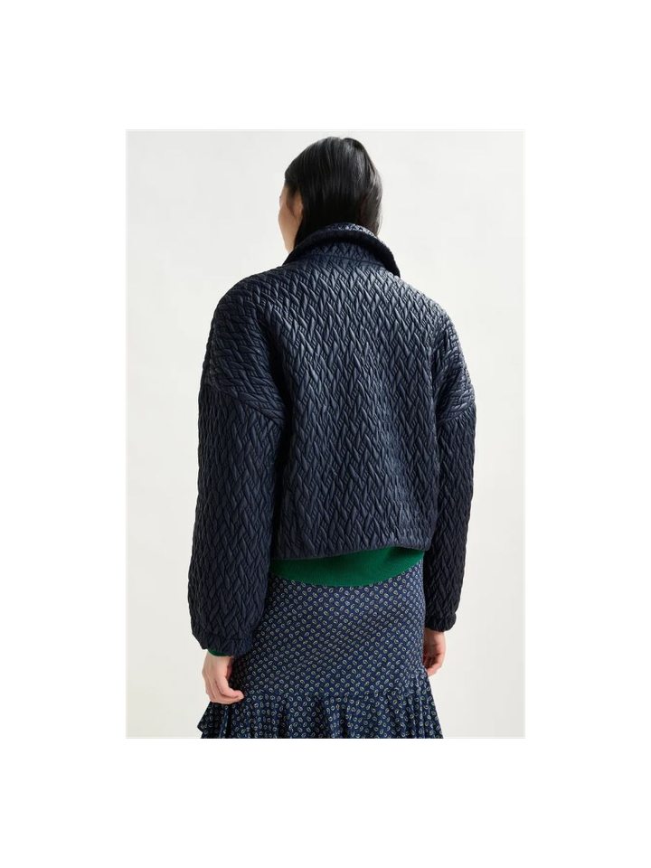 Donkerblauwe bomberjack in faux leer Imille Essentiel