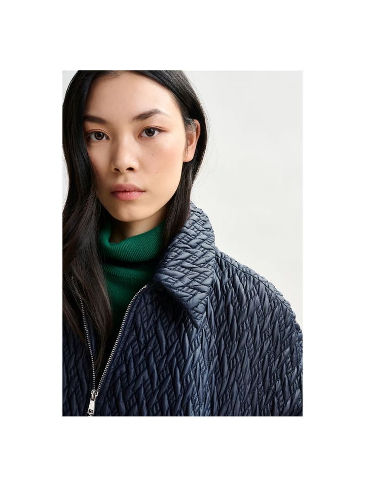 Donkerblauwe bomberjack in faux leer Imille Essentiel