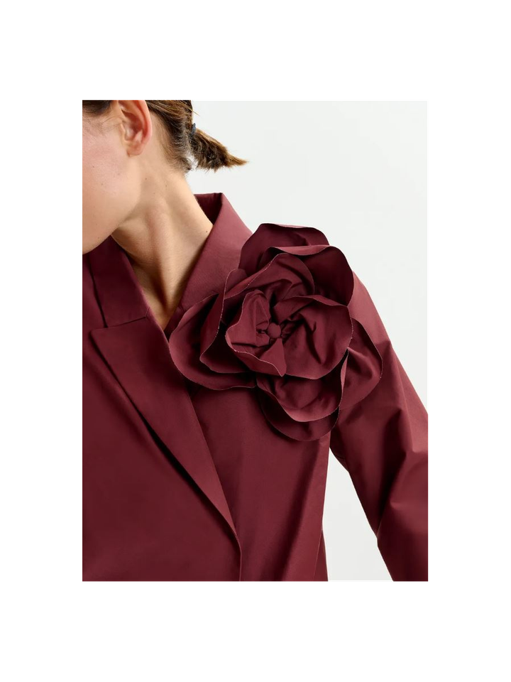 Bordeaux bodysuit met stoffen bloem Ivoren Essentiel