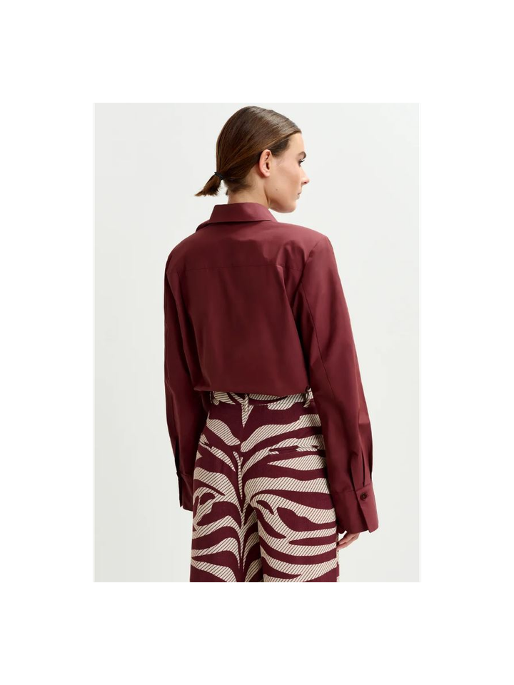 Bordeaux bodysuit met stoffen bloem Ivoren Essentiel
