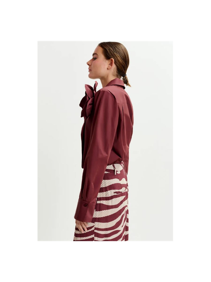 Bordeaux bodysuit met stoffen bloem Ivoren Essentiel