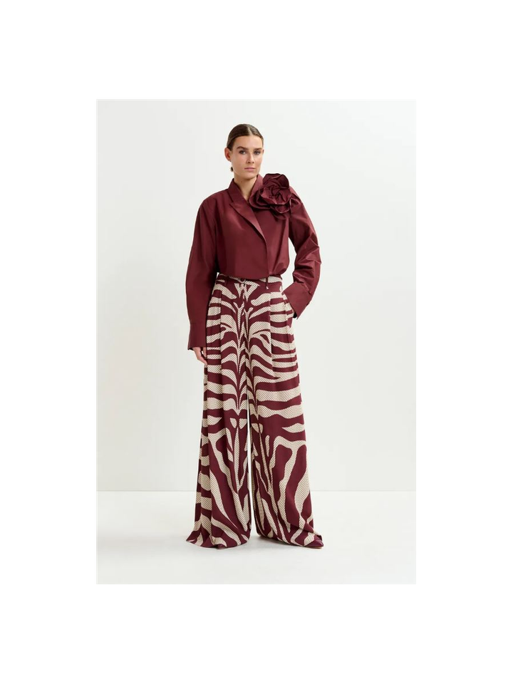 Bordeaux bodysuit met stoffen bloem Ivoren Essentiel