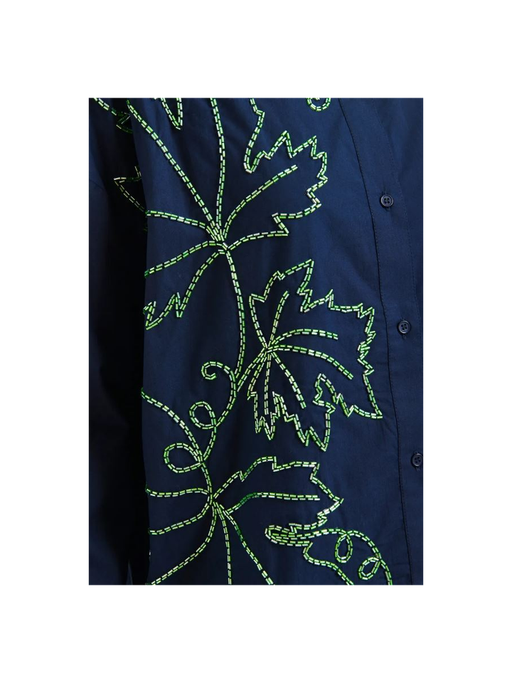 Marineblauw katoenen overhemd met kralen Illegal Essentiel