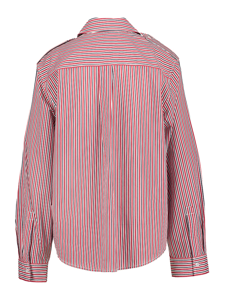 Rood, donkerblauw en wit gestreept overhemd met verwijderbare das Igold Essentiel