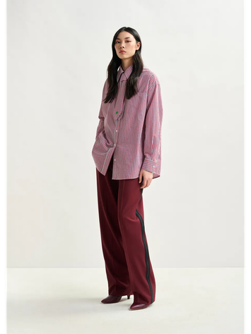 Rood, blauw en wit gestreept oversized overhemd met verwijderbare das Iglasses Essentiel