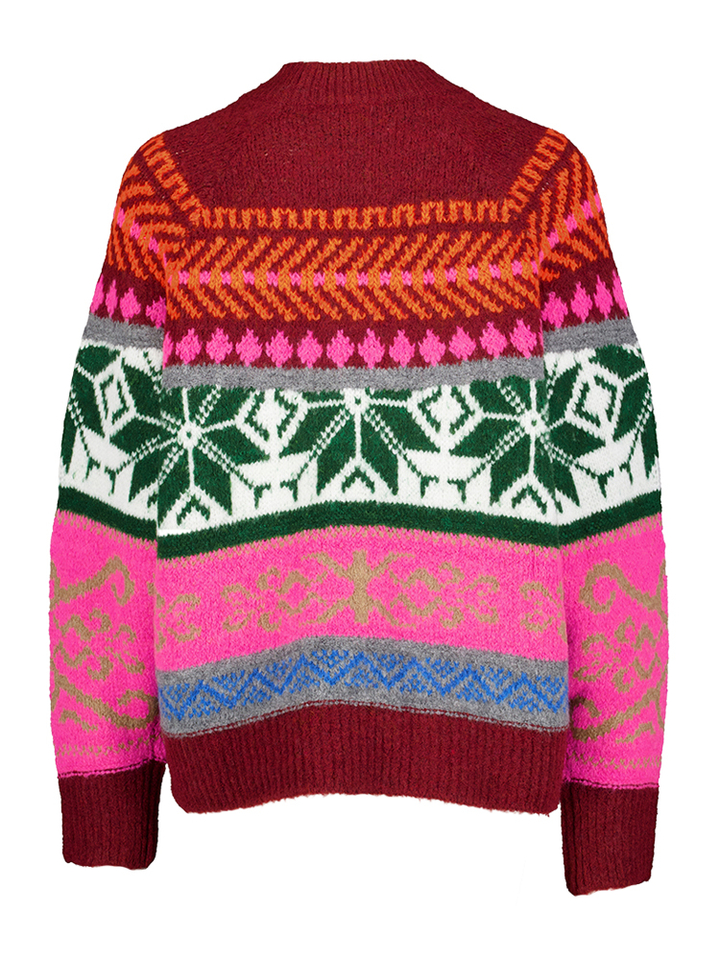 Bordeaux en veelkleurig gemêleerd gebreide trui Irelando Essentiel