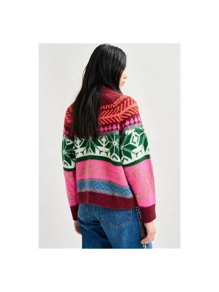 Bordeaux en veelkleurig gemêleerd gebreide trui Irelando Essentiel