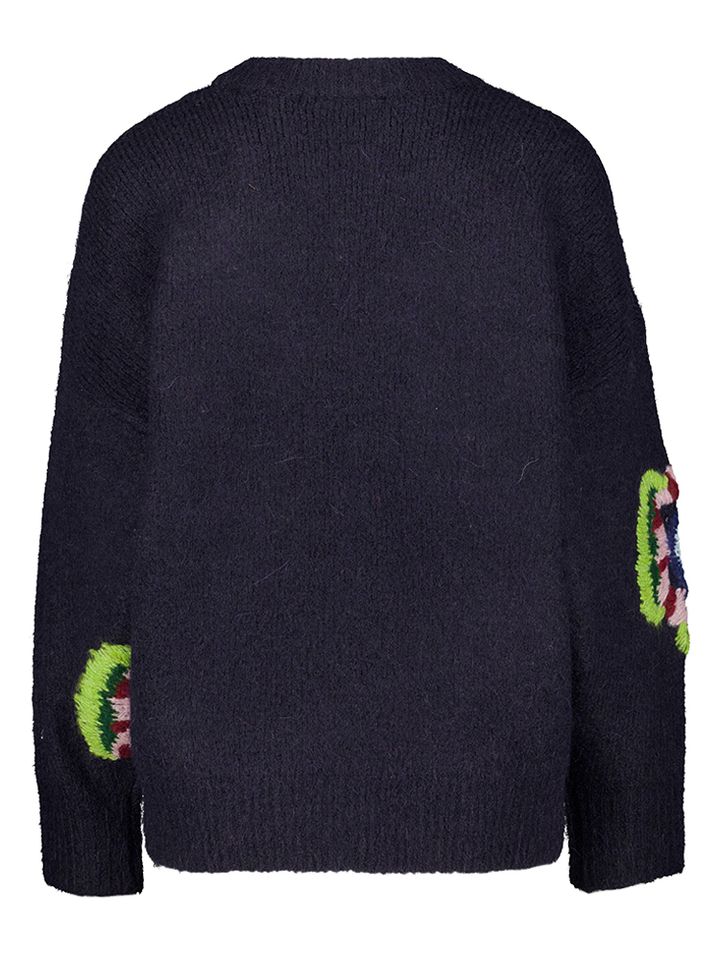 Donkerblauwe trui met bloemenprint Impossible Essentiel 