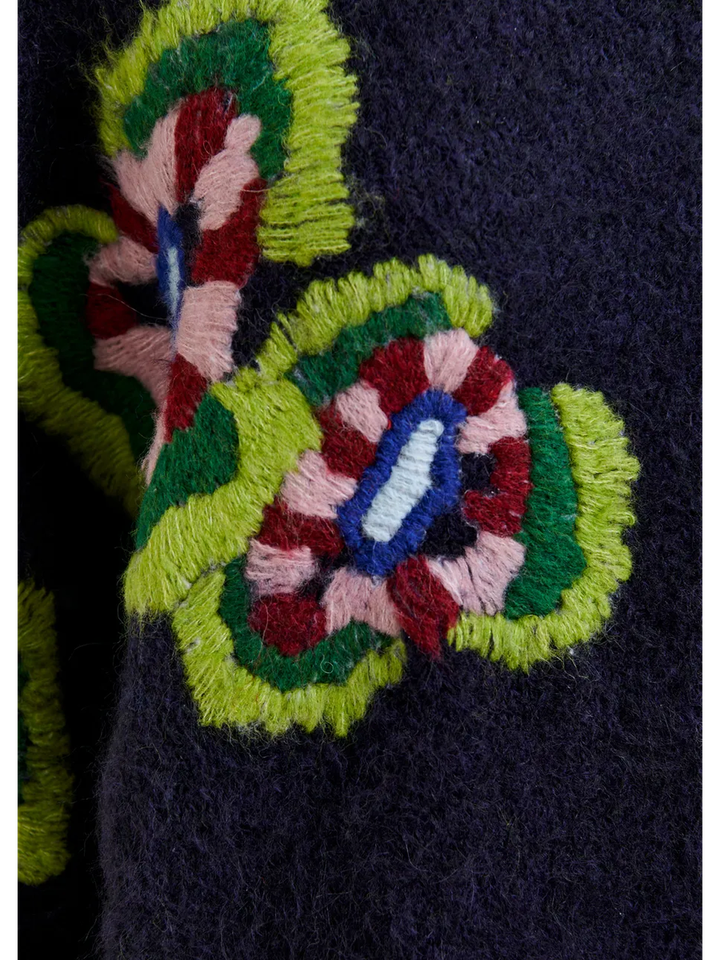 Donkerblauwe trui met bloemenprint Impossible Essentiel 