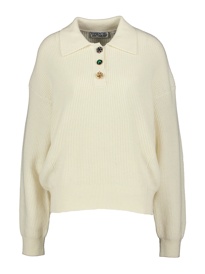 Ecru gebreide polo met speciale knopen Imetal Essentiel 