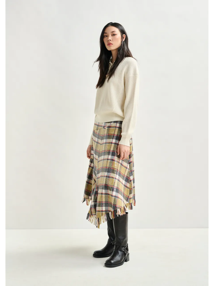 Ecru gebreide polo met speciale knopen Imetal Essentiel 