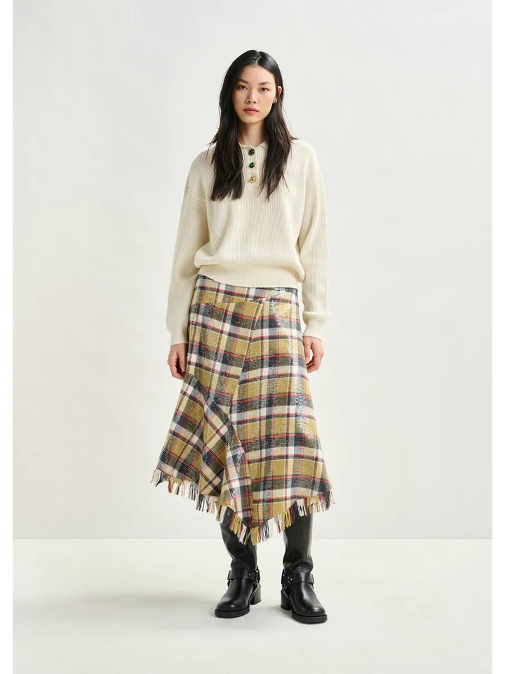 Ecru gebreide polo met speciale knopen Imetal Essentiel 