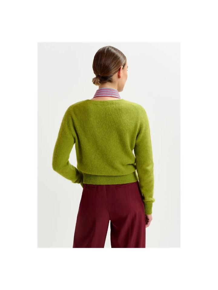 Groene trui in angorawolmix Igora Essentiel