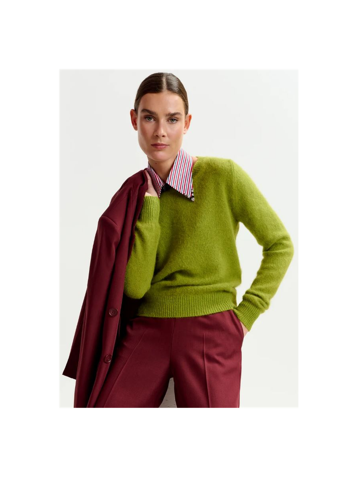 Groene trui in angorawolmix Igora Essentiel