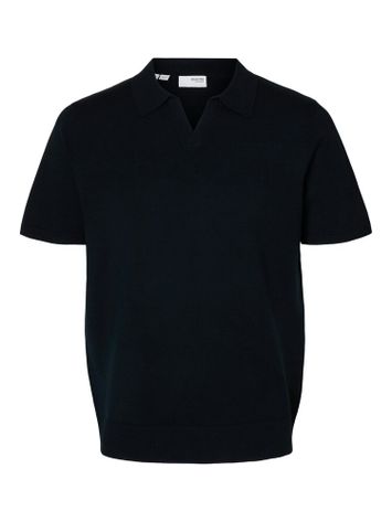 Donkerblauwe polo met korte mouwen Selected