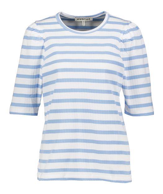 Blauw/wit gestreepte t-shirt met pofmouw Munthe