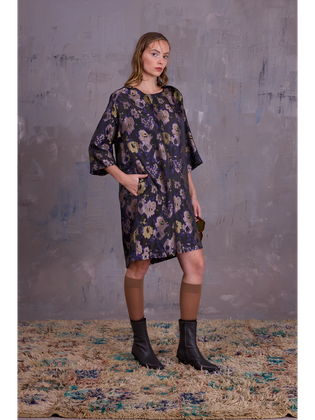 Nathalie Vleeschouwer Multicolor jurk in print met boothals Eliana