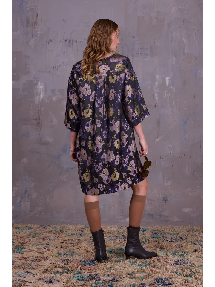 Multicolor jurk in print met boothals Eliana Nathalie Vleeschouwer