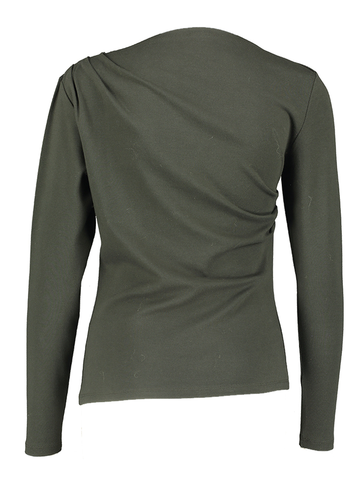 Kaki groene t-shirt met lange mouwen Elaine Nathalie Vleeschouwer