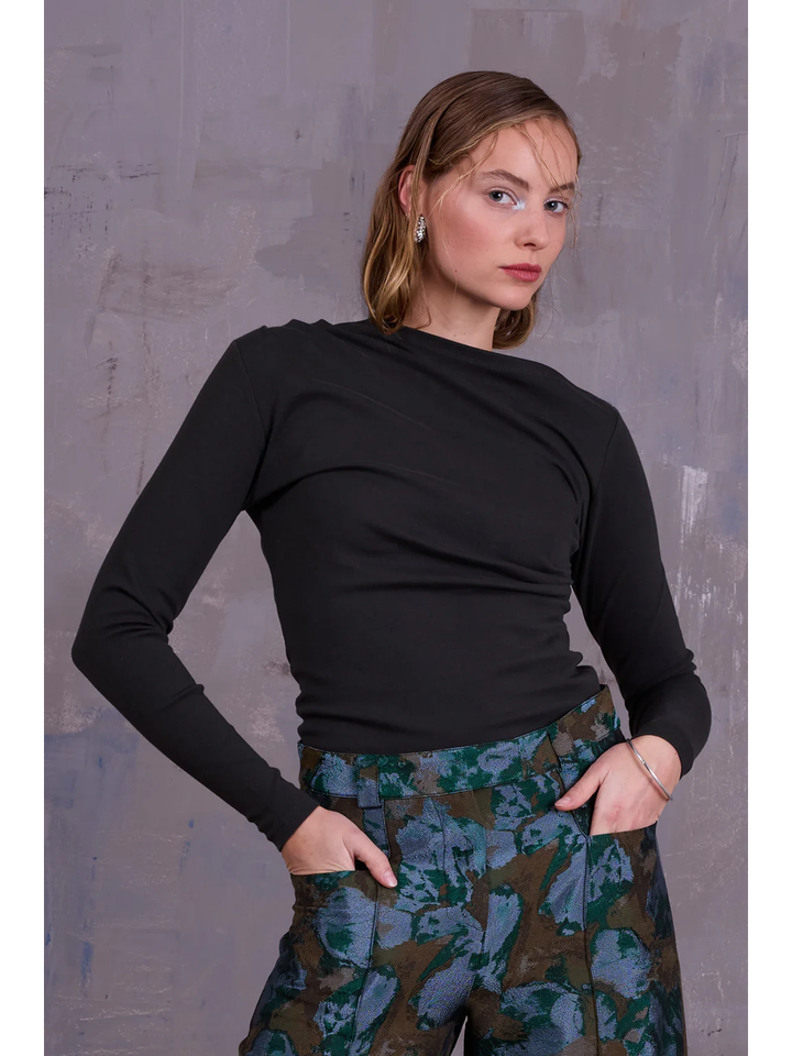 Kaki groene t-shirt met lange mouwen Elaine Nathalie Vleeschouwer